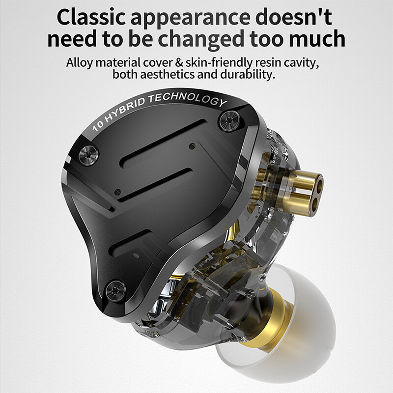Kz-Casque intra-auriculaire en métal haute fidélité ZS10 Pro X, casque d'écoute avec filtre, trio de baskets, haute qualité