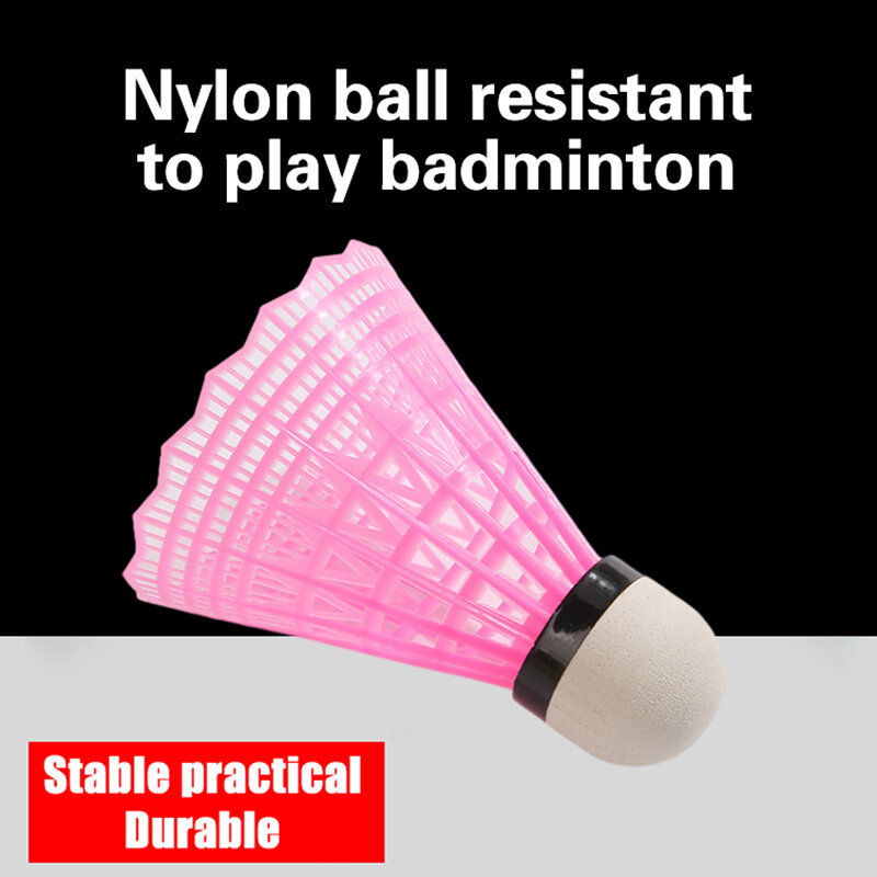 ลูกบอลไนลอนเทียมสีชมพู1ชิ้นทนทานแบดมินตันกลางแจ้งพลาสติกไนลอนฝึกใช้สำหรับฝึกเล่นเกม