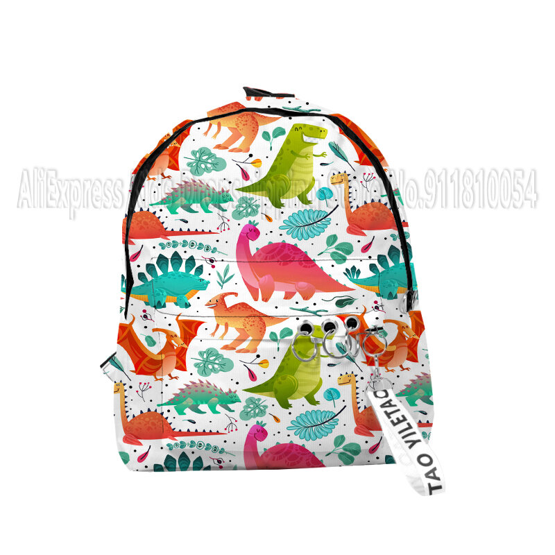 Dinossauro sacos de escola notebook mochilas meninos meninas dos desenhos animados dragão 3d impressão oxford chaveiro à prova dwaterproof água engraçado pequenos sacos viagem