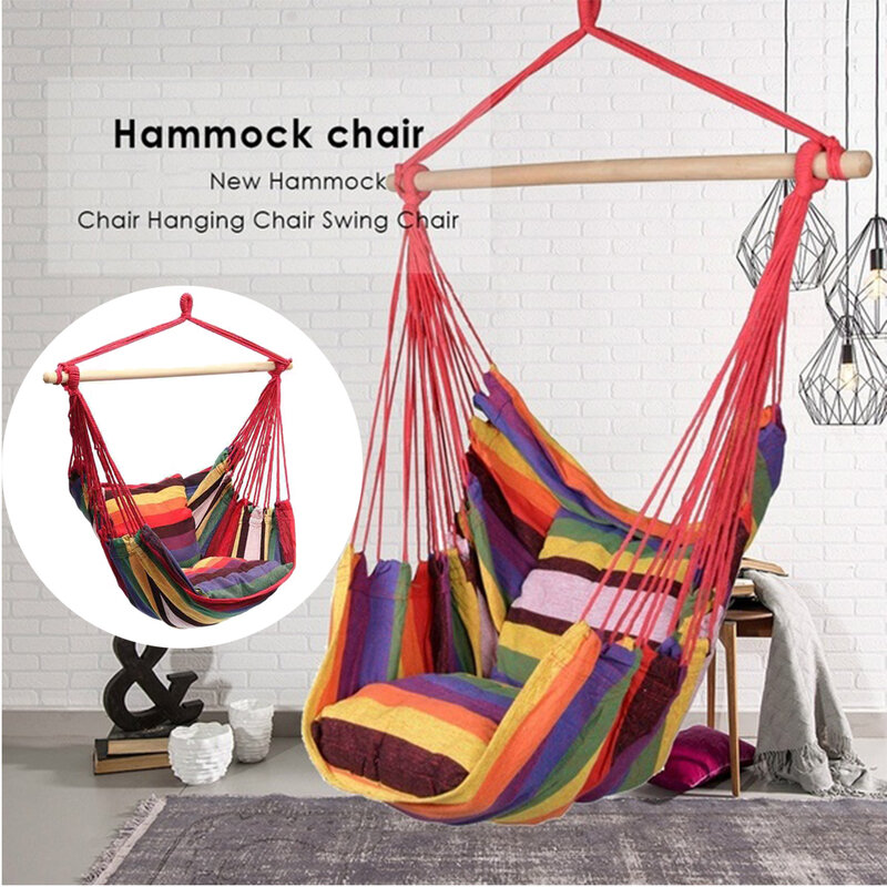 120KG Garden Hanging Chair Fabric Camping Rope Bed Bedroom Swing Seat Hammock Chair Hanging Hammock Hammock Swings