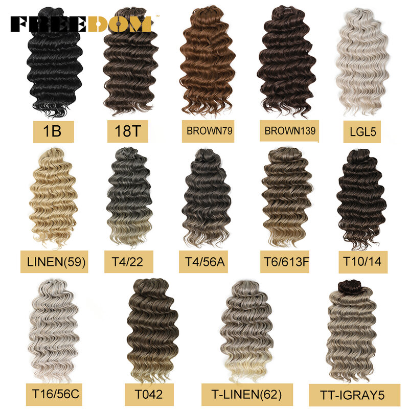 Rambut sambungan keriting Crochet putaran sintetik FREEDOM rambut kepang bergelombang air dalam 24 inci ekstensi rambut kepang cokelat Ombre