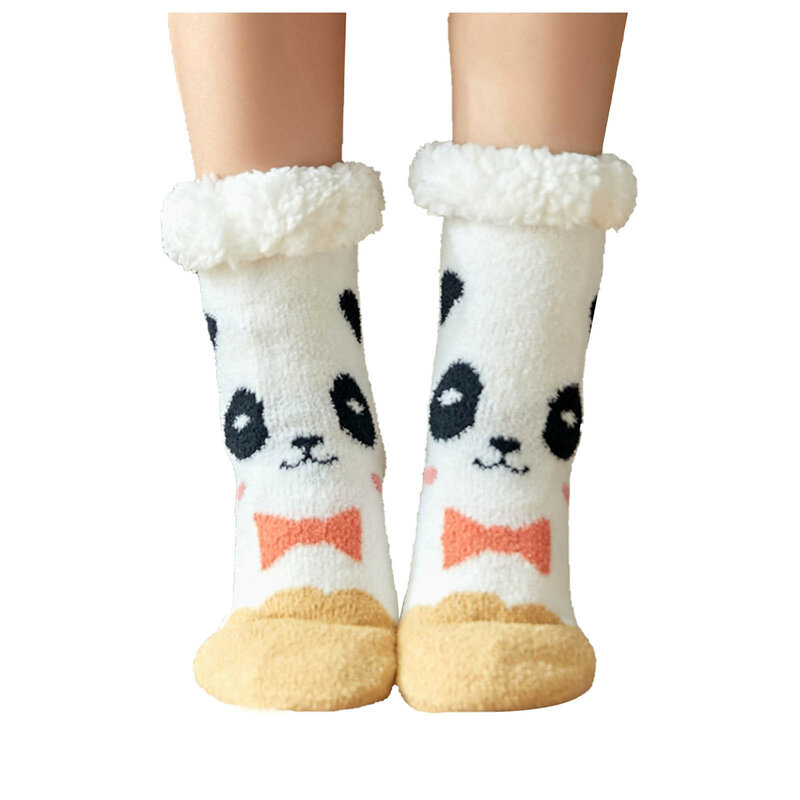 Kaus kaki motif untuk wanita, kaus kaki motif tebal anti-selip, kaus kaki karpet musim dingin, kaus kaki salju, kaus kaki modis musim dingin untuk wanita