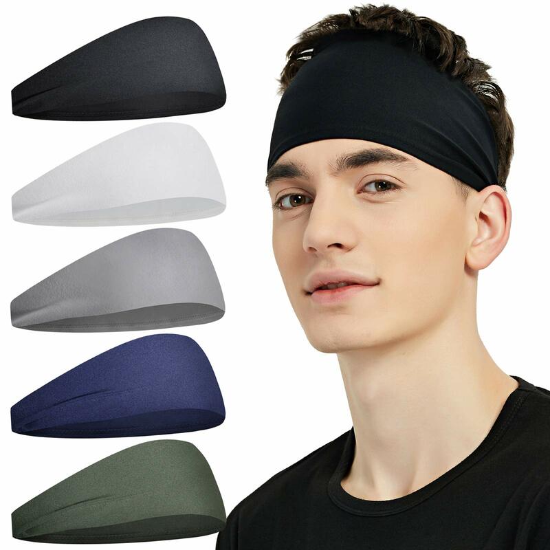 5er Pack Sport Stirnbänder feuchtigkeit transportieren des Workout Schweiß band zum Laufen, Radfahren, Fußball, Yoga für Männer