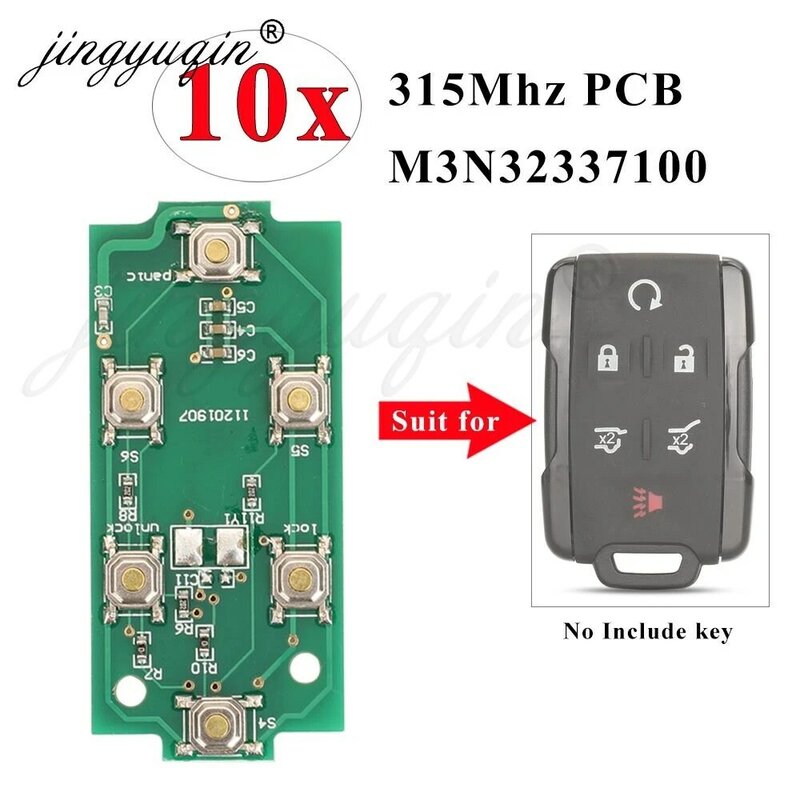 Jingyuqin-placa de circuito de llave de coche remota PCB para Chevrolet Silverado Colorado Tahoe Suburban 315-2014, placa electrónica, 10X 2018 MHz