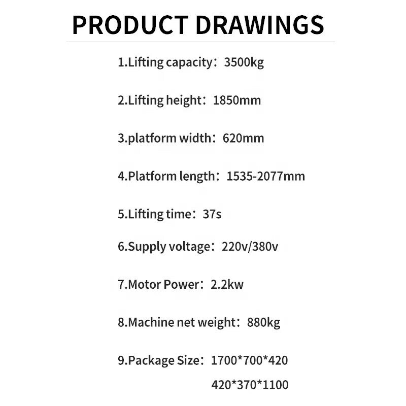 Elevador de coche de tijera con certificado CE, 3500KG, precio de China, para garaje doméstico, gran oferta