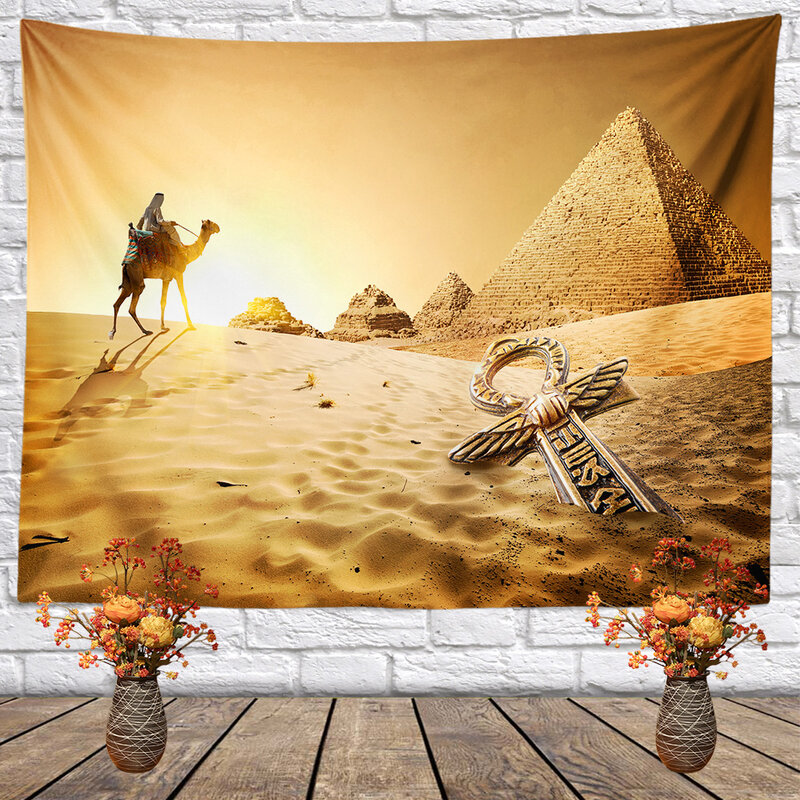 Tapiz egipcio estético, decoración para habitación, mitología antigua, personaje, pirámide, paisaje, tapiz colgante de pared, dormitorio, decoración del hogar