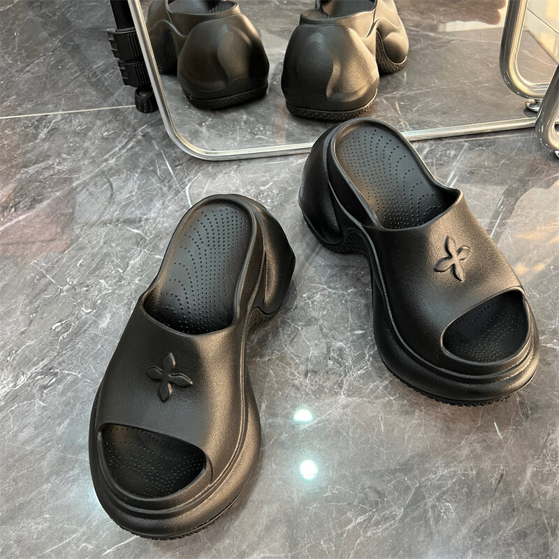 Zapatillas de tacón alto para mujer, sandalias de playa con suela gruesa de 9CM, novedad de verano, 2024