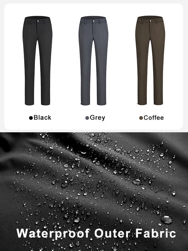 2023 New Winter Men's Pants Thick Warm Fleece Lined Stretch Golf Slacks Waterproof Straight Casual Male Trousers Plus Size 8XL
