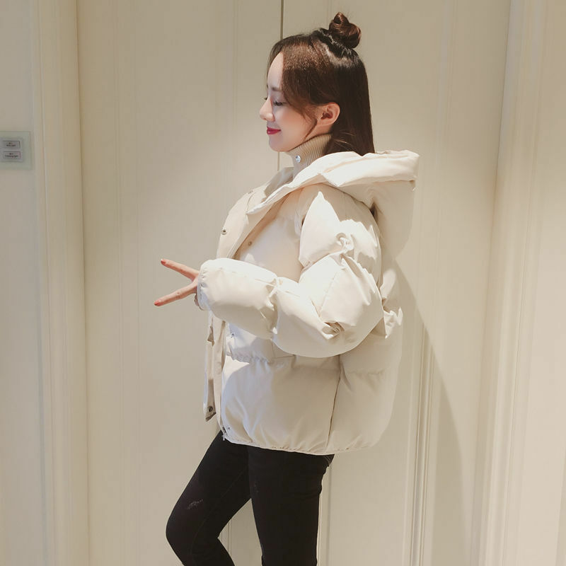 Women Warm Solid Thick Down Jacket Cotton Padded Winter Hooded Parkas Female Coats Casual Fashion Student Loose Outwear New Snow