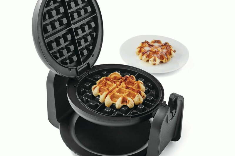 Farberware Single-Flip Waffle Maker, Black with Stainless Steel Decoration