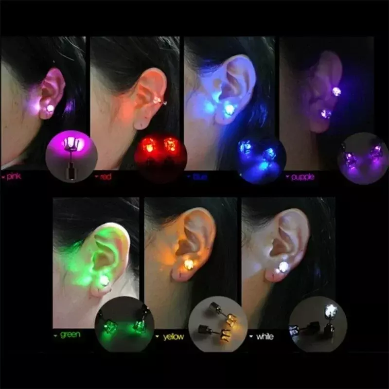 1 Pair Light Up Led Bling Ear Stud Ringen Koreaanse Van Flash Zirkoon Ringen Accessoires Voor Party Vrouwen Kerst Ringen glow Stick