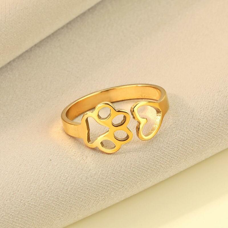 แหวนพิมพ์ลายอุ้งเท้าเงินสุดเจ๋งสำหรับเป็นของขวัญวันเกิดของแฟนสาวแหวนสแตนเลสแบบเรียบง่าย