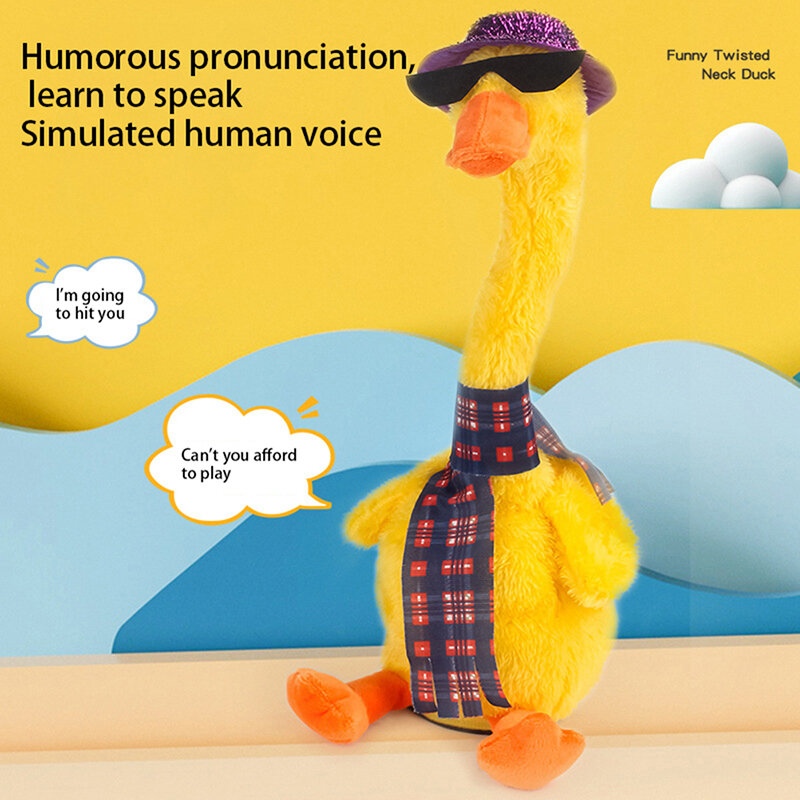 Tańczące kaczki elektroniczne pluszowe zabawki powtarzają gadające nagranie głosowe usb ładują zabawną muzykę świecące prezenty pluszowa zabawka