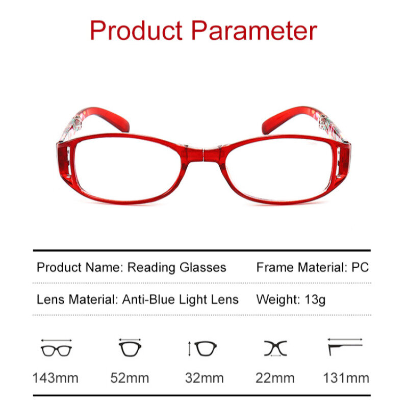نظارات المشيخي المحمولة القابلة للطي ، وضوء ضارب إلى الحمرة ، موضة حمراء