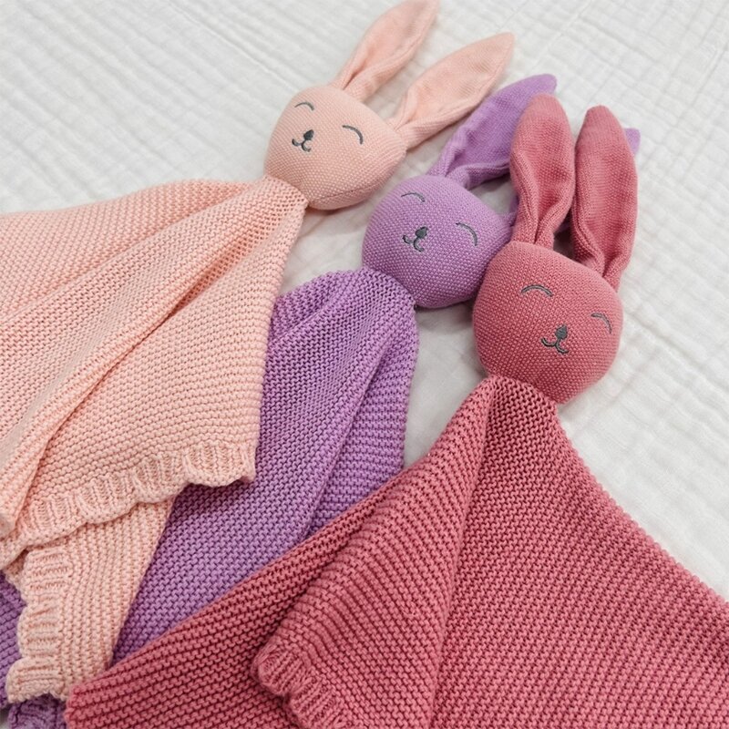 K5DD 아기 토끼 디자인 아기 담요 유아 장난감 담요 면화 진정 순간