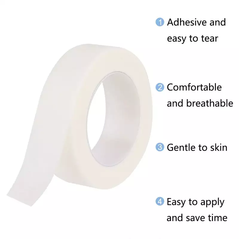 Fitas de papel médicas respiráveis, Eyelash Extension Lint White Tape, Eye False Lashes Patch Eyelid Sticker, 5pcs