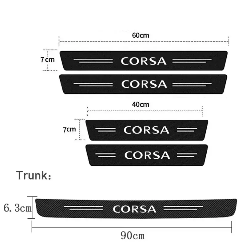 Adesivi per soglia della portiera dell'auto nastro protettivo per davanzale decalcomanie antigraffio per Opel Corsa Logo strisce di protezione per paraurti posteriore del bagagliaio