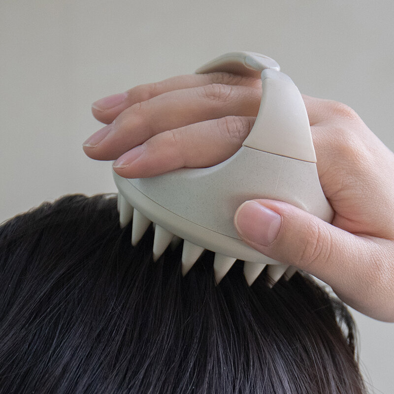 Sikat kepala pemijat sikat penggosok kulit kepala sikat sampo silikon Biodegradable jerami gandum pemijat kulit kepala untuk pertumbuhan rambut