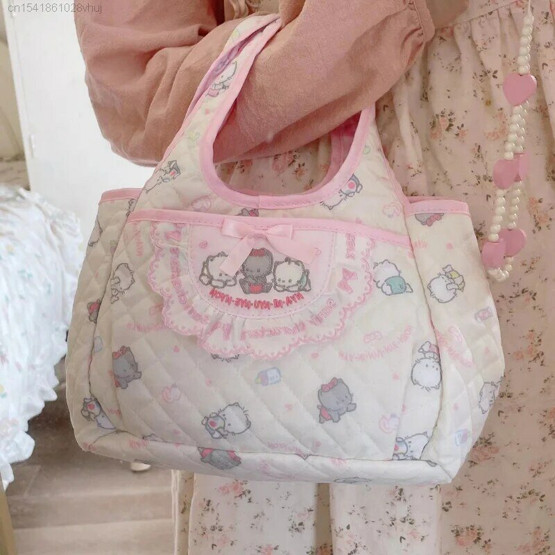 Sanrio-Bolso de mano de diseño Kawaii para mujer, bandolera de hombro femenina, bolso de mano de dibujos animados Y2k, bolso de cosméticos para mujer