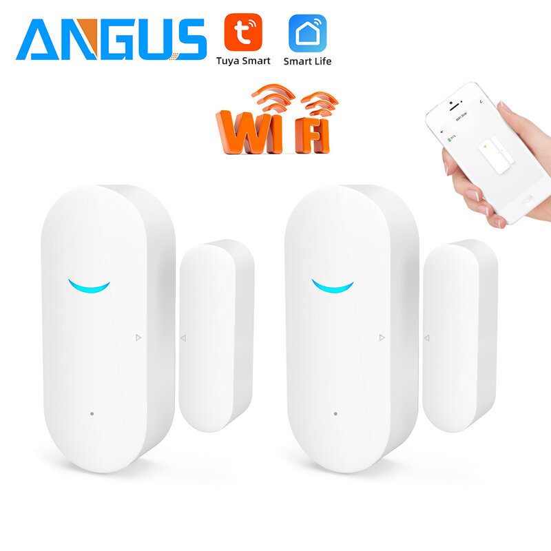Angus Tuya Smart Wifi Huis Deur Raam Open Gesloten Sensor Detector Home Inbraak Inbraakalarm Beveiliging Werken Met Alexa Google