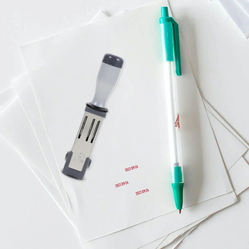 Handheld Data Stamper, Multi-uso, Time Stamp, Portable Rolling Stamp, Acessório Arquivo, Rolo para Casa, Escritório, Diário
