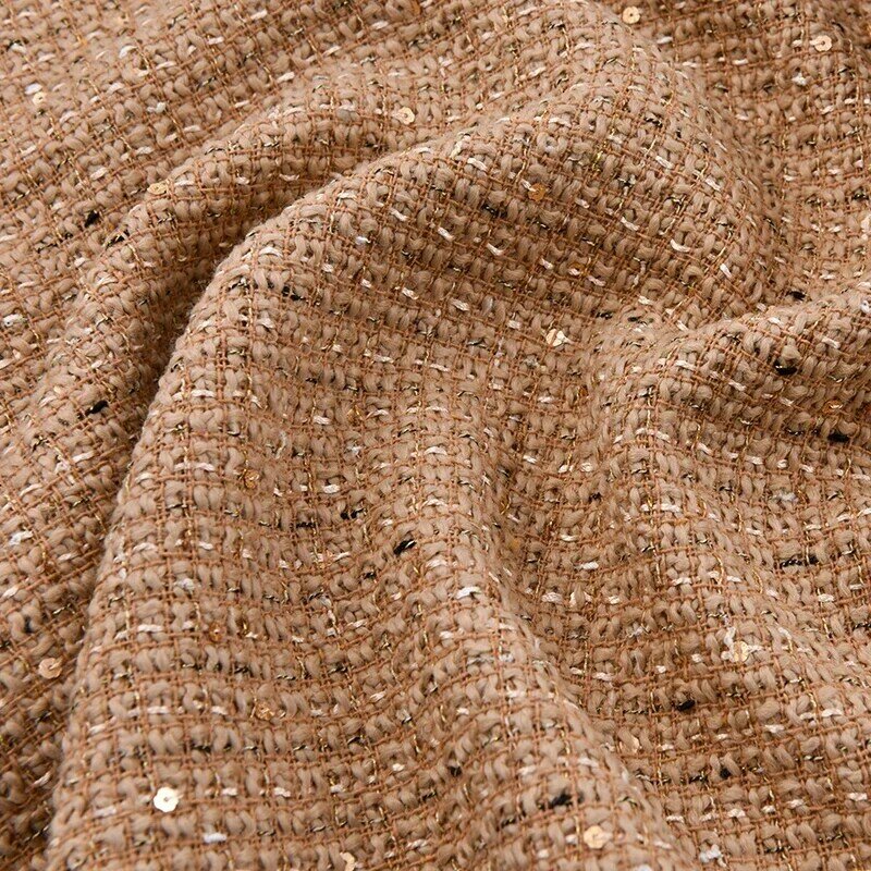 Kain wol payet meteran untuk mantel rok pakaian tas rompi kain jahit tebal musim dingin tirai kotak-kotak lembut merah muda