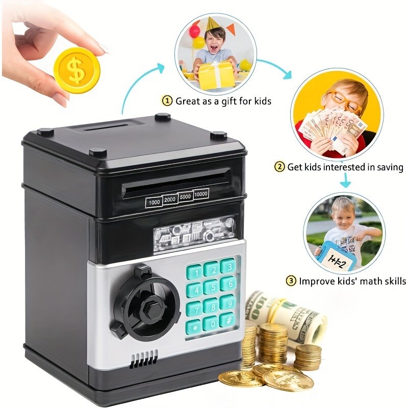 Hucha electrónica con contraseña para niños, caja de seguridad para monedas digitales, ahorro de efectivo, máquina de cajero automático, regalos para niños