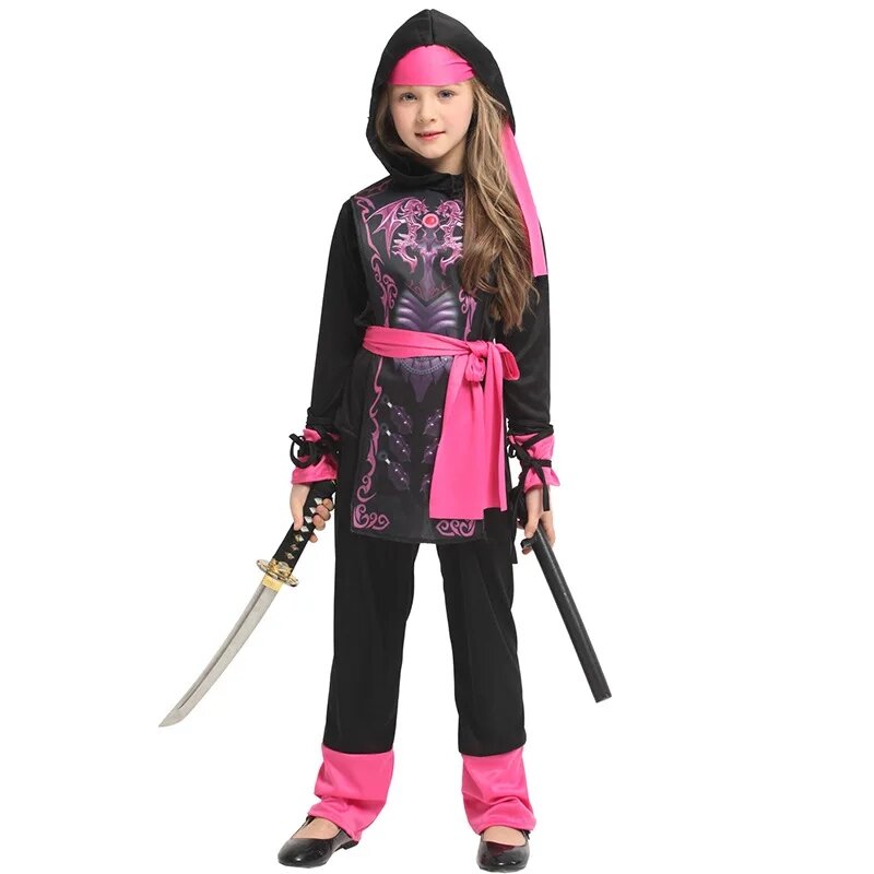 Umorden Halloween Kostum Anak Laki-laki Dragon Ninja Kostum Gadis Prajurit Cosplay Carnival Party Fancy Dress Up untuk Anak-anak Anak