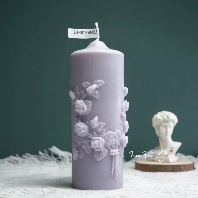 Silicone Rose Bouquet Scented Candle Mold, Artesanato Artesanal DIY, Fabricação De Vela, Molde De Sabão De Gesso, Ferramentas De Decoração Para Casa
