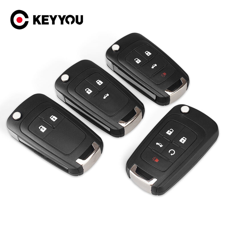 KEYYOU-Flip للطي مفتاح السيارة عن بعد قذيفة ، HU100 شفرة ، يصلح ل شيفروليه كروز ، أبيكا ، لوفا ، كامارو ، إمبالا ، 2 ، 3 ، 4 ، 5 زر