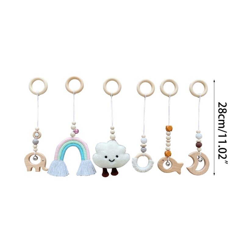 Y1UB – anneau dentition pour bébé, jouet, support en bois, pendentif, décorations chambre d'enfants, cadeaux, 6