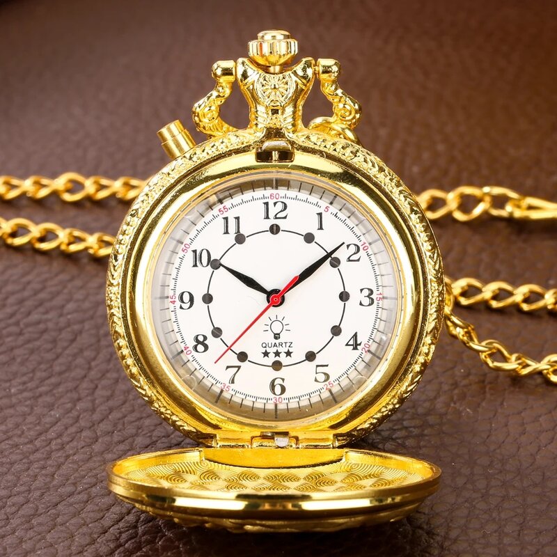 House Stark-reloj de bolsillo de cuarzo Steampunk, bronce en relieve, LED luminoso, invierno se viene, regalo