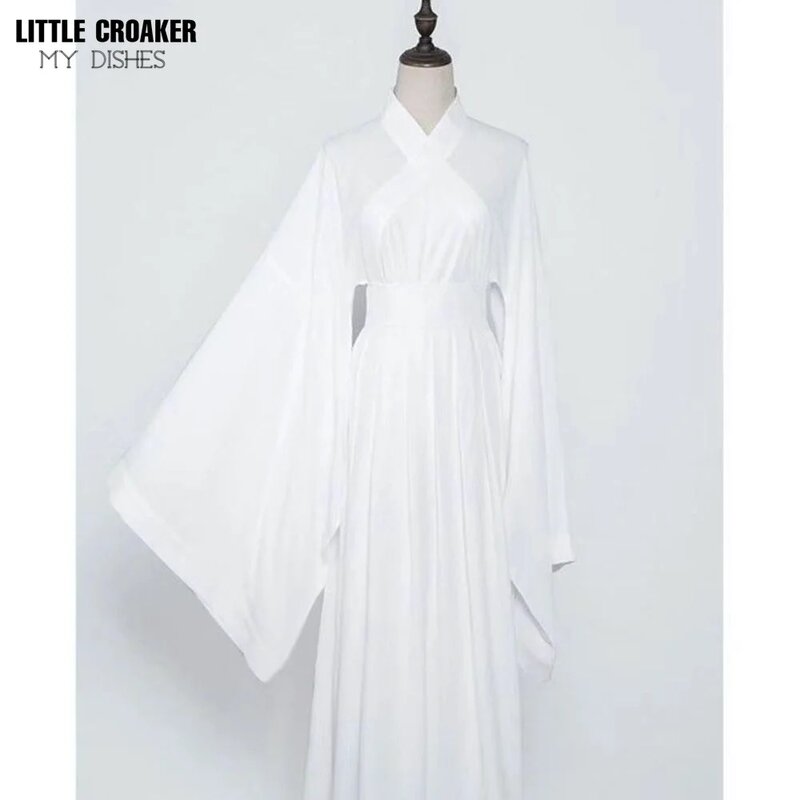 Vestito tradizionale cinese interno indossa per donna donna uomo top bianco gonna Base quotidiana vestito manica grande biancheria intima fondo