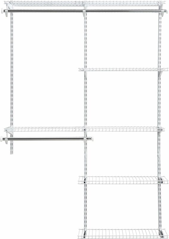 Kit de armario, 4-8 pies Estante de alambre ajustable, acabado blanco, sistema de organización expandible, hardware incluido