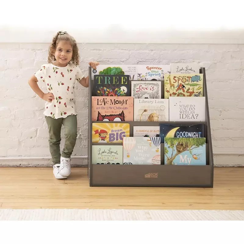 Bibliothèque simple face en bois simplifiée avec rangement et irritation, bibliothèque pour enfants, étagère d'organisation de bureau