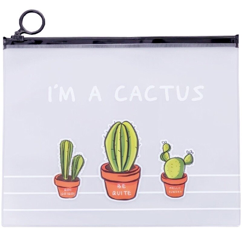 Cartella di File di Cactus trasparente cancelleria per documenti astuccio per matite astuccio per penne custodia per Organizer 17.1*21.2cm