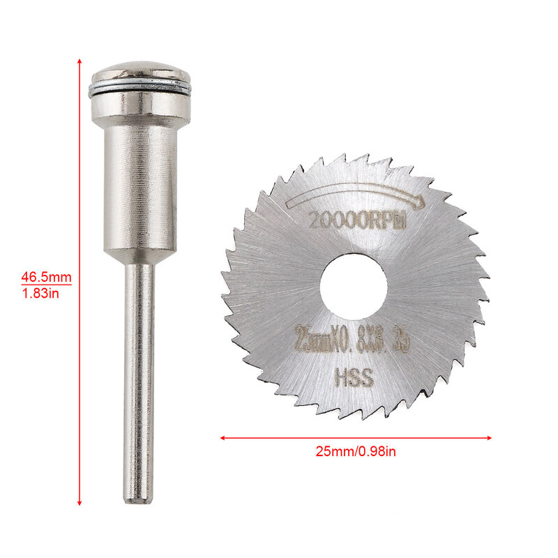 25mm HSS Tool Cutting Mandrel Disc Blade and Circular Blade Mini Saw Blade for Woodworking Plastic Copper and Aluminum Cuttings
