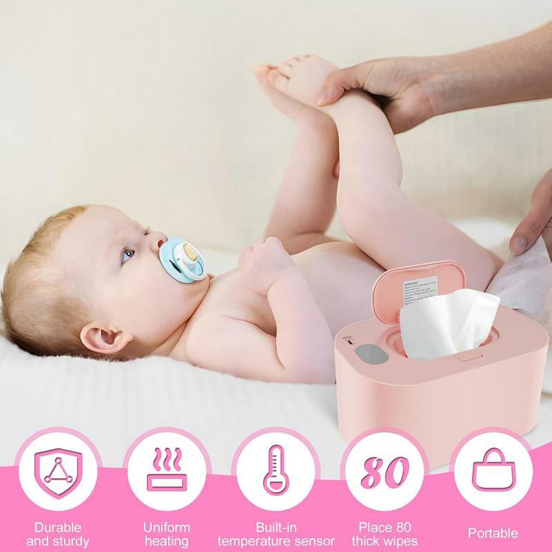 Dispenser kotak pemanas tisu USB, penghangat tisu bayi secara merata, popok pemanas, penghangat cocok untuk 80 tisu empuk