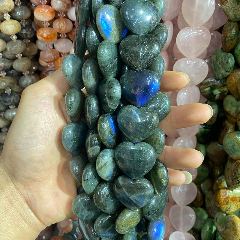 Perline sciolte a forma di cuore in pietra naturale perline di cristallo semifinite per gioielli che fanno accessori per collana di braccialetti fai da te