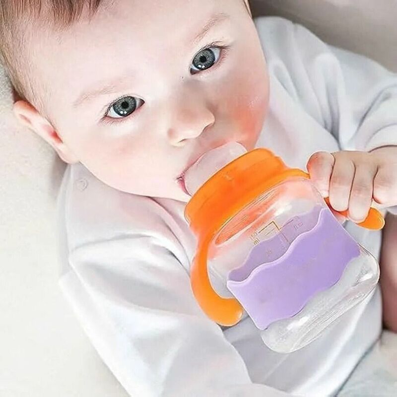 New Baby Bottle Anti-Slip Band Silicone Solid Color Baby Bottle Bands Bottle Labels Heat Insulation Bands Water Bottle Labels