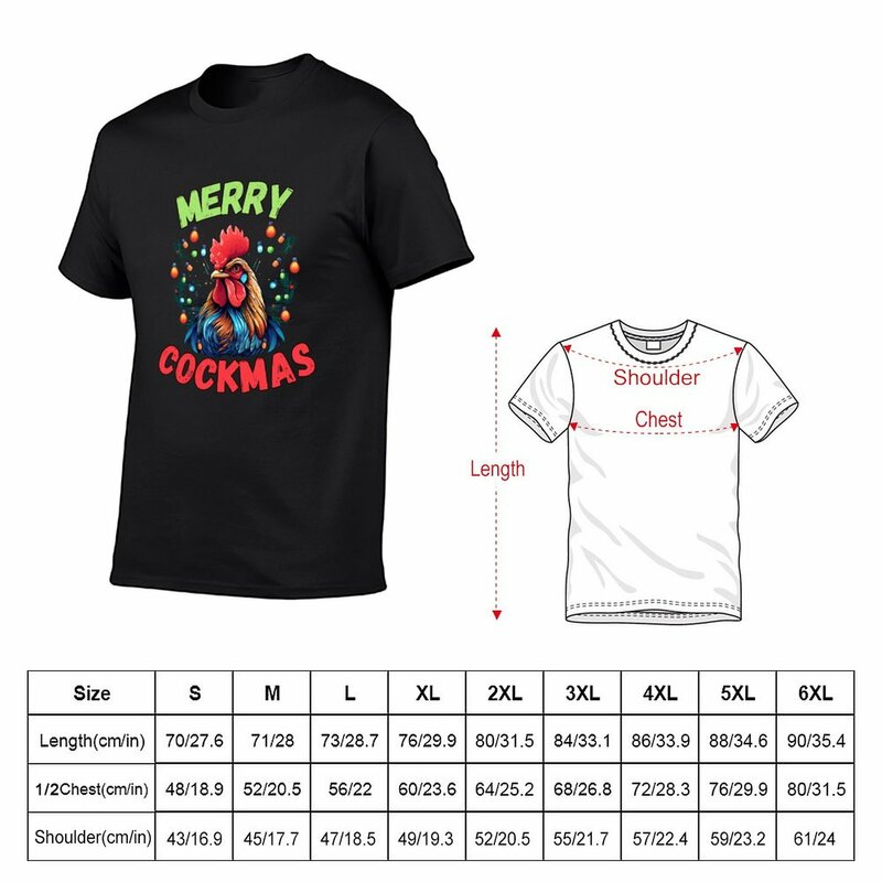 T-shirt graphique de Noël pour hommes, vêtements décontractés et élégants, joyeux coq