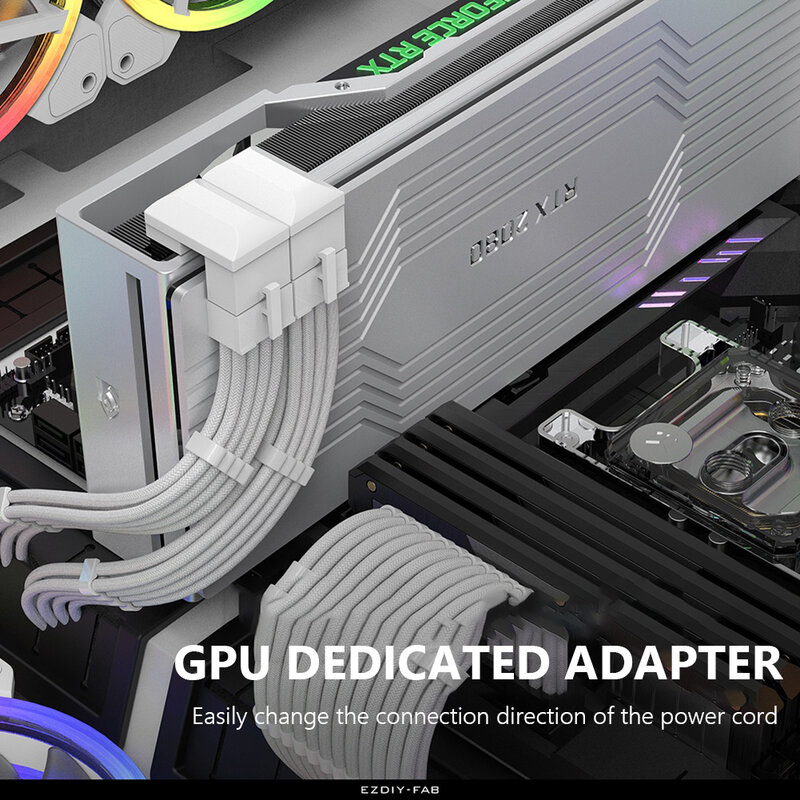 ATX-8 핀 암 180 도 8 핀 수 전원 어댑터, 데스크탑 그래픽 비디오 카드 GPU 파워 스티어링 커넥터