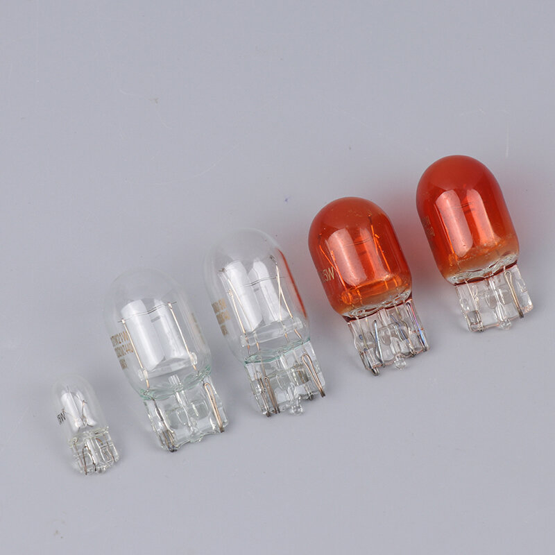 Lámpara halógena T20/T10, luz de circulación diurna de cristal, señal de giro, freno de parada, bombillas, W21/5W, 2 piezas