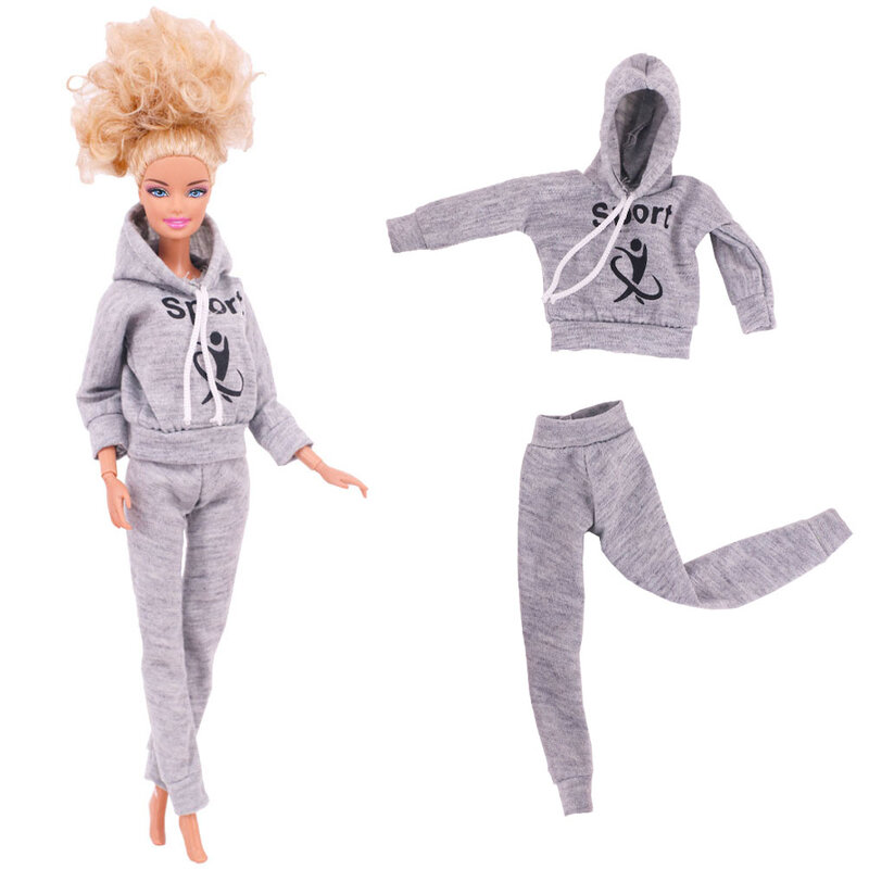 Baju boneka Pop baju olahraga pakaian Gaun mode mantel bertudung atasan celana topi pakaian untuk Barbie & BJD Aksesori boneka mainan anak perempuan