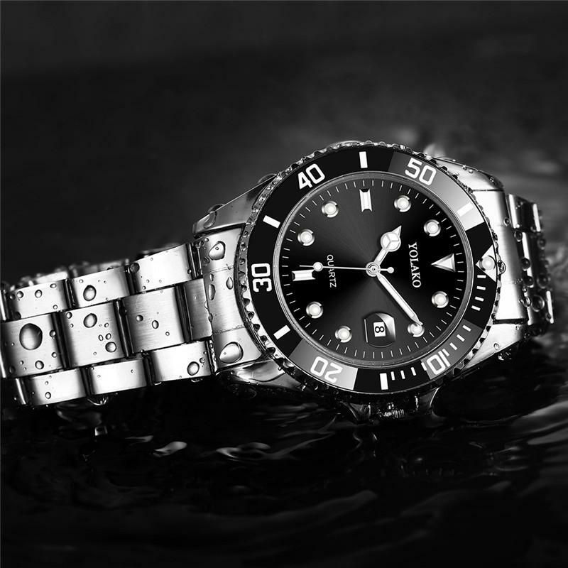 Yolako-Relógios clássicos de luxo masculino, relógios esportivos militares, aço inoxidável, data, relógio de quartzo analógico, moda, 2023