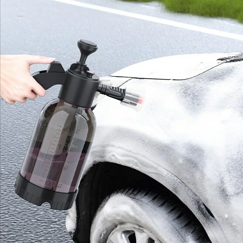 SEAMETAL-pulverizador de espuma de mano para limpieza del hogar y coche, bomba de mano de 2L con arandela neumática, botella pulverizadora de alta presión para lavado de coches