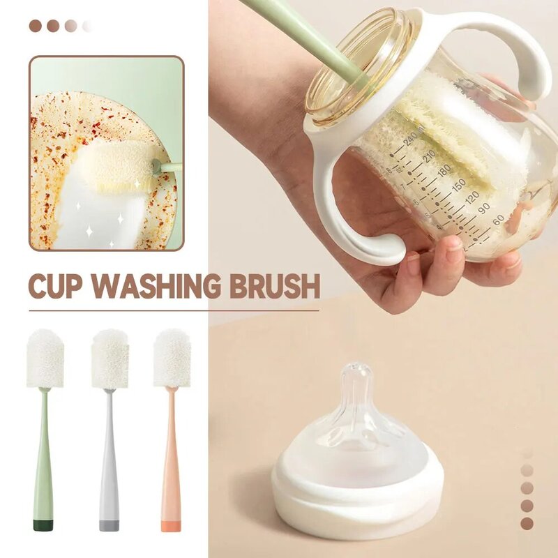 Limpiador de botellas con mango largo, cepillo de limpieza de tazas extraíbles, esponja de lavado, herramienta de limpieza para el hogar y la cocina