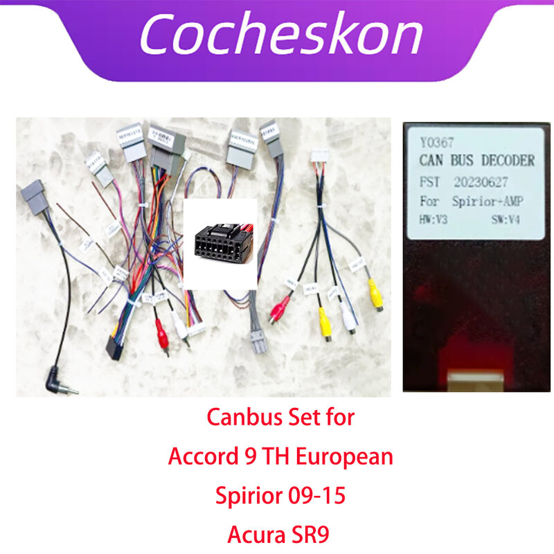 Cocheskon Car 16pin Wiring Harness Adapter Canbus Box Cable Decoder For Honda Spirior 2009-2015 Accord 9TH European Acura SR9