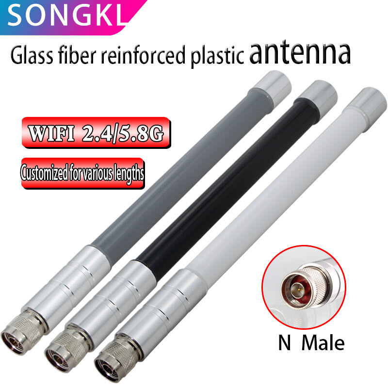 Antena OMNI de doble banda de alta ganancia, 2,4G/5,8g, estación base N macho 5G r AP, WIFI, antena de fibra de vidrio impermeable para exteriores