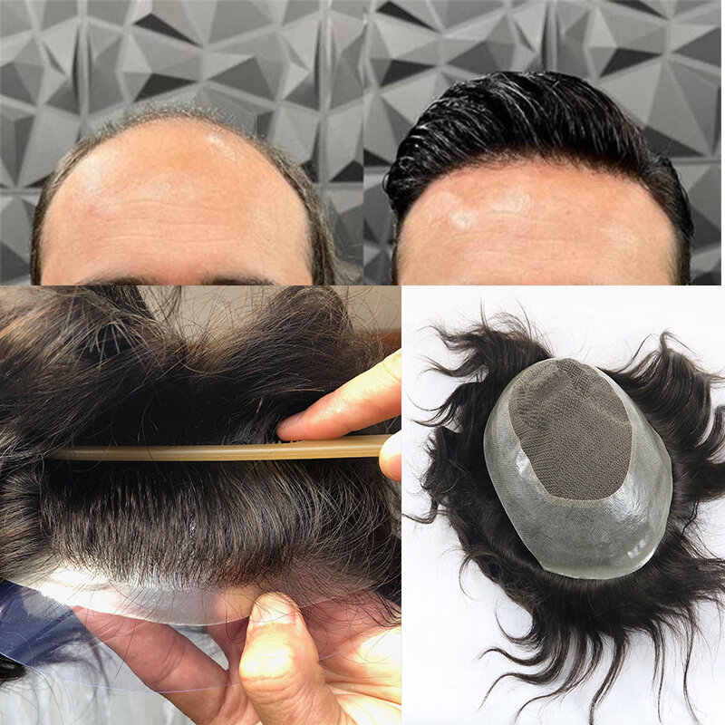 Kapilarne protezy peruki z włosów ludzkich prosta koronkowa podstawa z PU wokół systemów oddychających peruki